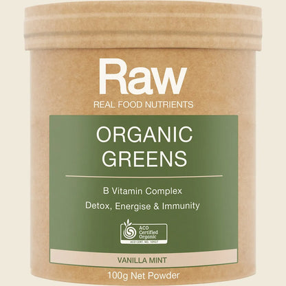 Amazonia Raw Organic Greens Vanilla Mint, Choose Your Size!