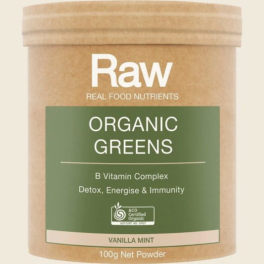 Amazonia Raw Organic Greens Vanilla Mint, Choose Your Size!