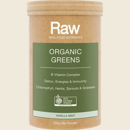 Amazonia Raw Organic Greens Vanilla Mint, Choose Your Size!