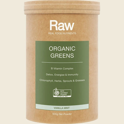 Amazonia Raw Organic Greens Vanilla Mint, Choose Your Size!