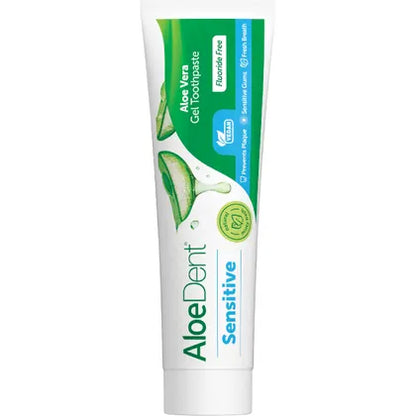 Aloe Dent Toothpaste Sensitive Fluoride Free 100mL, Cool Minty Freshness