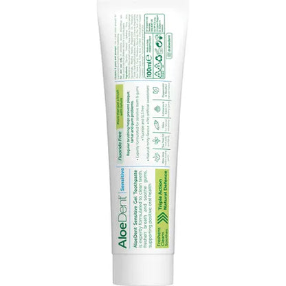 Aloe Dent Toothpaste Sensitive Fluoride Free 100mL, Cool Minty Freshness