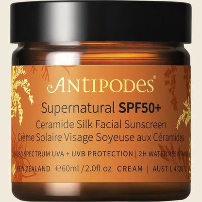 Antipodes Supernatural SPF50+ Ceramide Silk Sunscreen 60ml, Daily UV Defence & Barrier Support