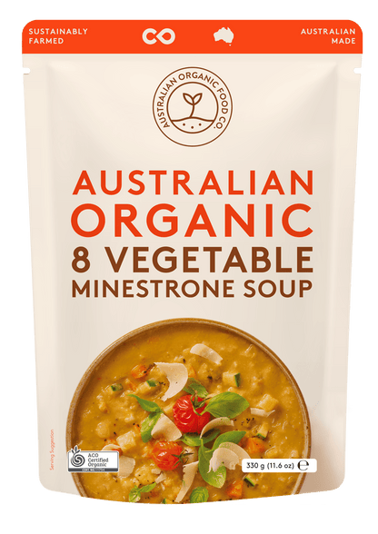 Australian Organic Food Co. 8 Vegetable Minestrone Soup 330g, Certified Organic & Australian