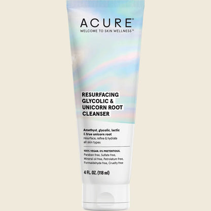Acure Resurfacing Glycolic & Unicorn Root Cleanser 118ml, To Resurface, Refine & Hydrate