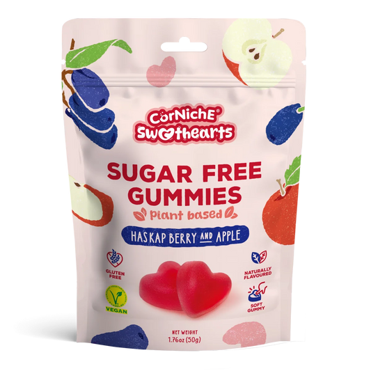 CorNiche Sugar Free Gummies Haskap Berry & Apple 50g, Gluten-Free & Vegan