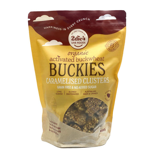 2Die4 Live Foods Activated & Organic Buckies Caramelised Clusters 300g, Ready To Eat!