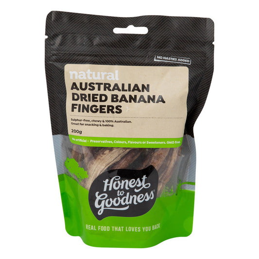 Honest To Goodness Australian Dried Banana Fingers 200g, Sulphur-Free & No Added Sugar