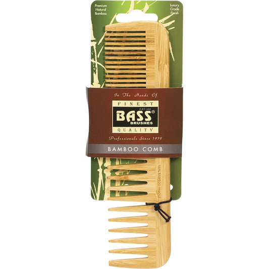 Bass Bamboo Wood Tortoise Comb Large, Wide & Fine Tooth