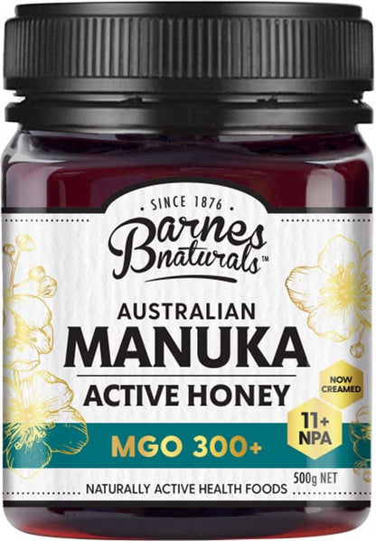 Barnes Naturals Active Manuka Honey MGO 300+ 250g Or 500g, Australian Honey Medium Strength