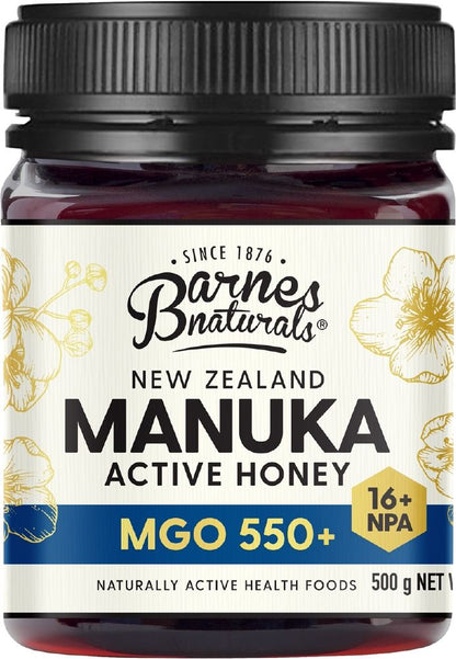 Barnes Naturals Active Manuka Honey MGO 550+ 250g Or 500g, New Zealand Honey