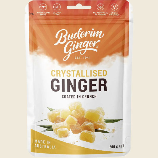 Buderim Ginger Crystallised Ginger Coated in Crunch 200g, Sweet, Spicy & Satisfying