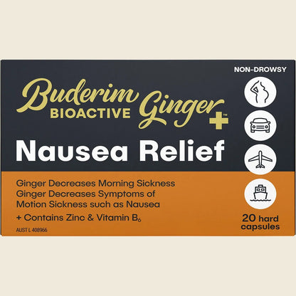 Buderim Ginger BioActive+ Nausea Relief Capsules 7 Caps Or 20 Caps, Motion Relief Support
