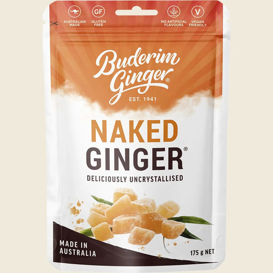 Buderim Ginger Naked Ginger Deliciously Uncrystallised 175g, Pure, Zesty & Naturally Sweet