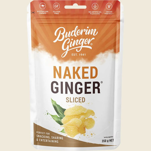 Buderim Ginger Naked Ginger Sliced 350g, Pure Zesty & Naturally Sweet