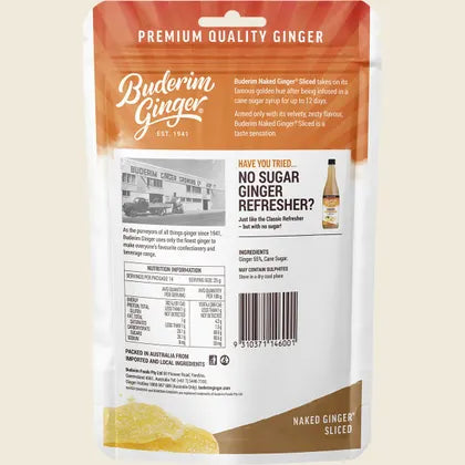 Buderim Ginger Naked Ginger Sliced 350g, Pure Zesty & Naturally Sweet