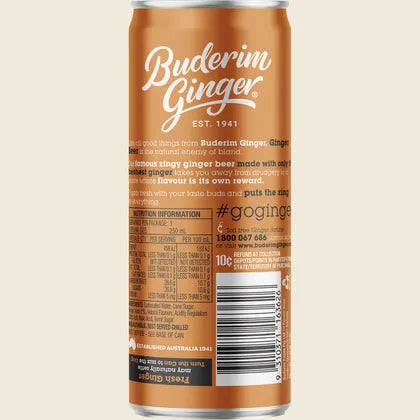 Buderim Ginger Ginger Beer Non Alcoholic 4×250ml, Crisp Ginger Fizz
