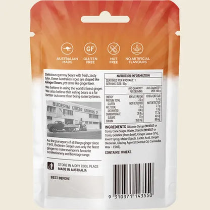 Buderim Ginger Ginger Bears 40g or 175g, Soft, Spicy & Naturally Sweet