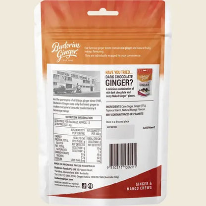 Buderim Ginger & Mango Chews 50g, Tropical Heat Meets Sweet