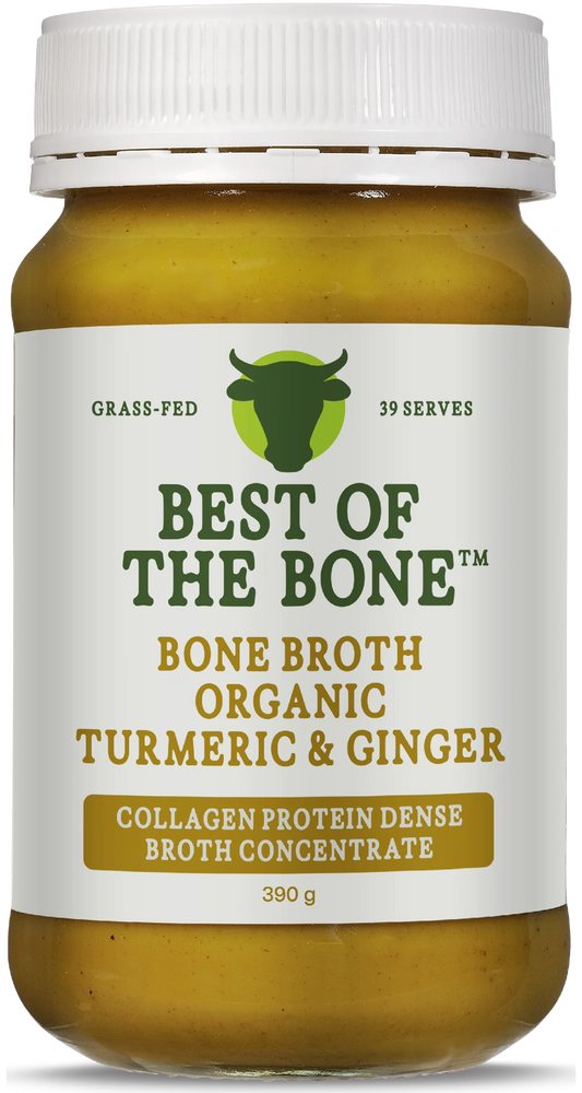 Best Of The Bone Organic Turmeric & Ginger Bone Broth 390g, Collagen Protein Dense Broth Concentrate