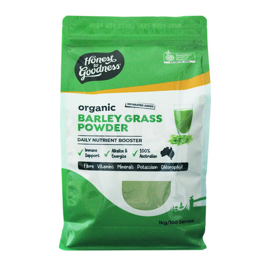 Honest To Goodness Barley Grass Powder 1Kg, Australian Certified Organic; Alkalise & Energise!