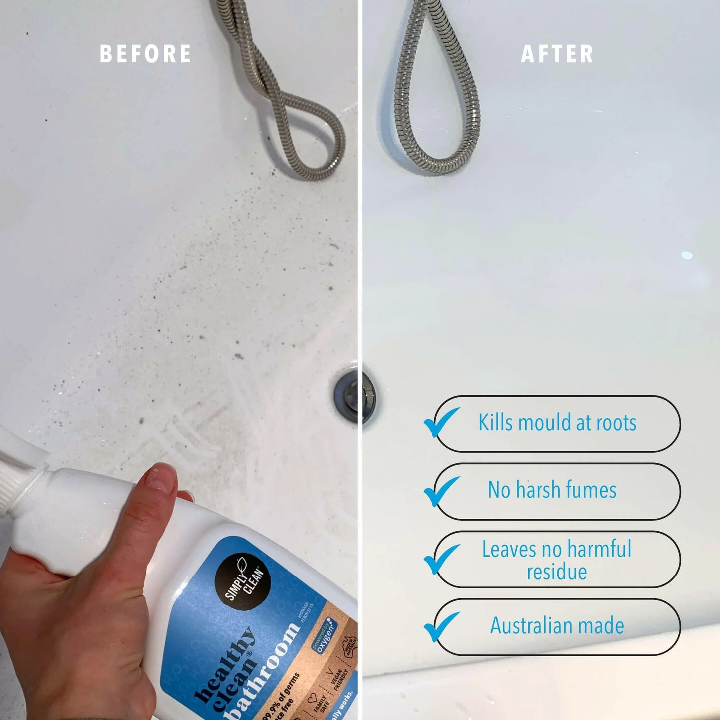 Simply Clean Healthy Clean Bathroom Spray 500mL, Fragrance Free & Powered By Oxygen