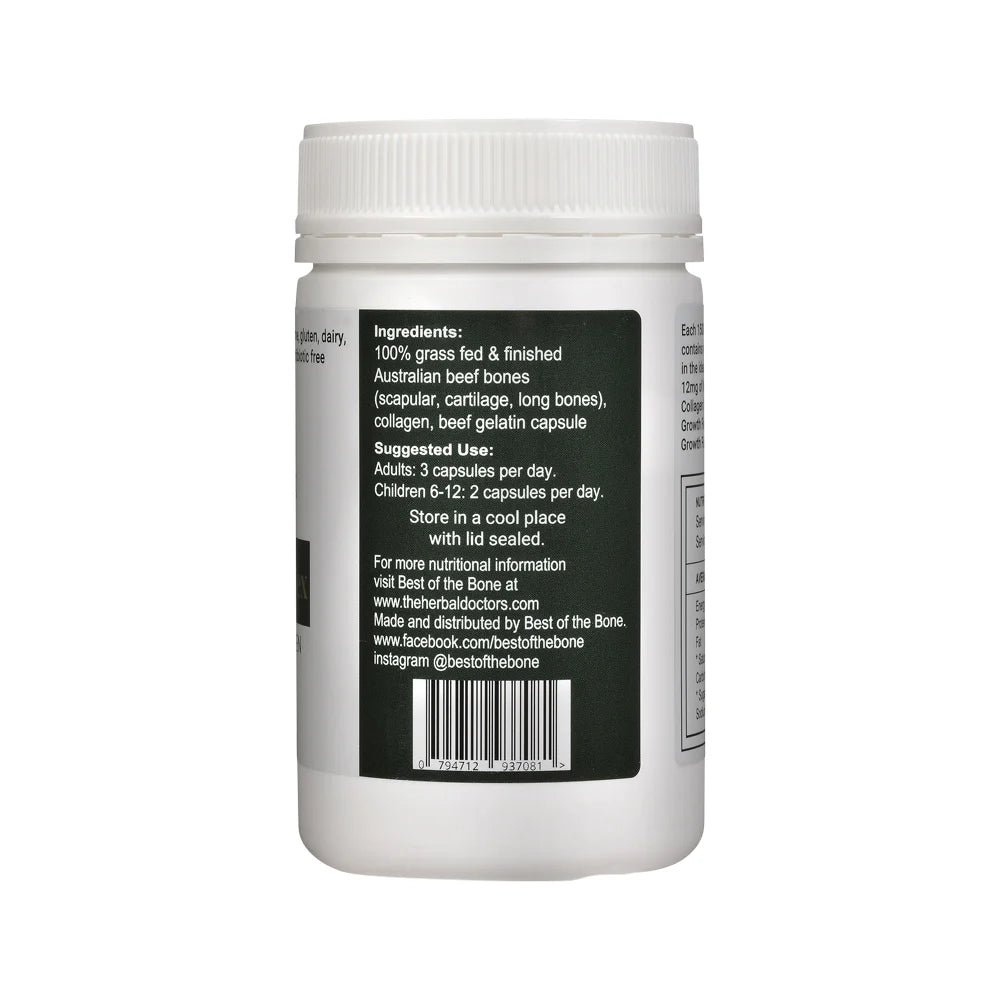 Best of the Bone Organic Whole Bone Complex 120 Capsules, Natural Calcium & Collagen