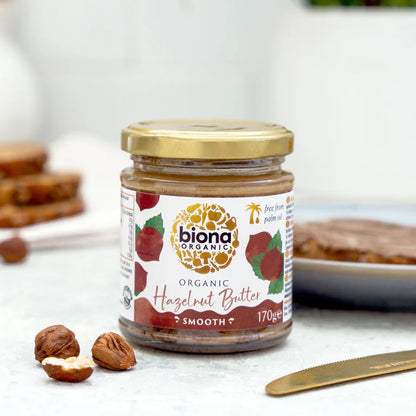 Biona Certified Organic Smooth Hazelnut Butter 170g, Free From Palm Oil