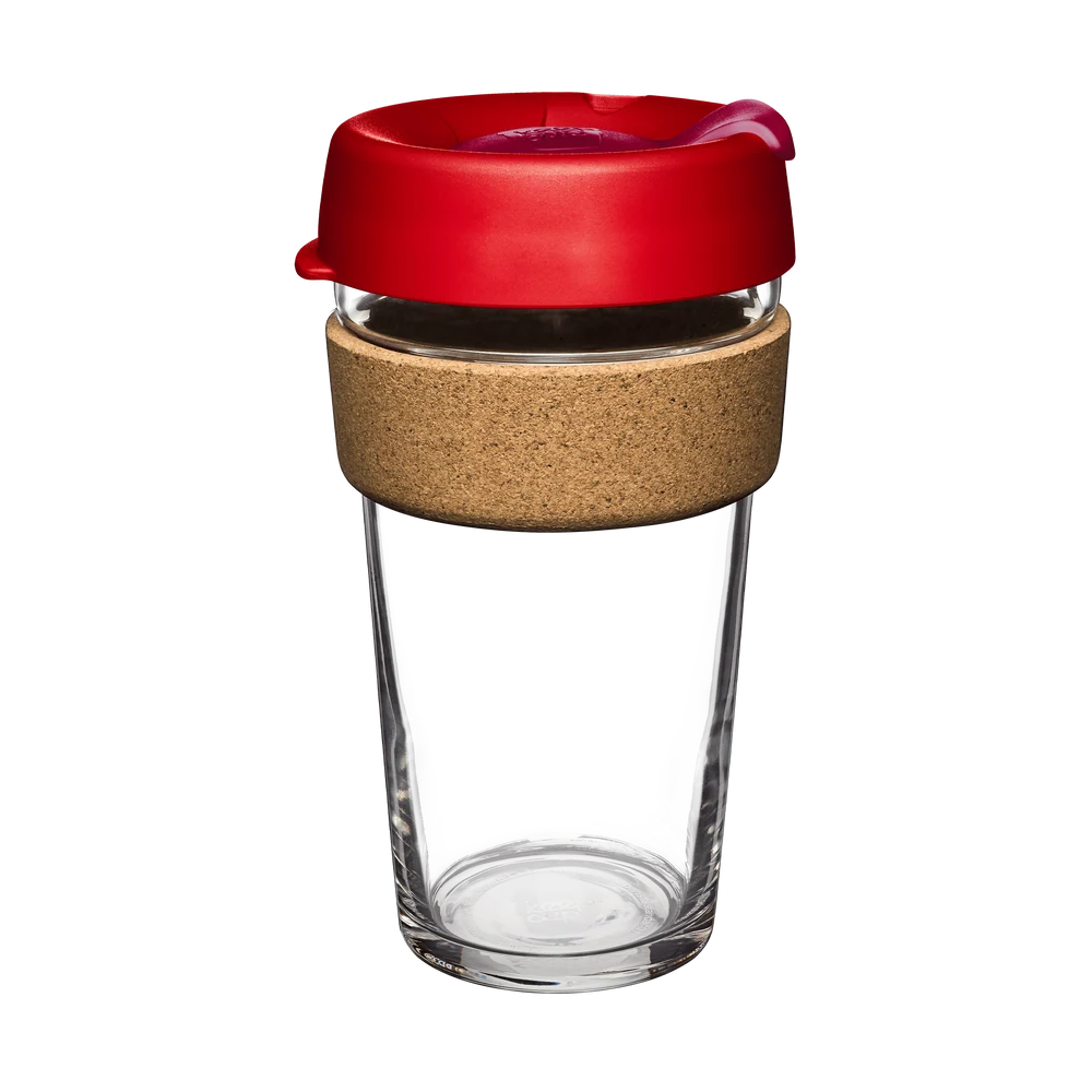 KeepCup Brew Glass Cup With A Cork Band | XS-6oz, S-8oz, M-12oz Or L-16oz, Please Select Your Colour Combination