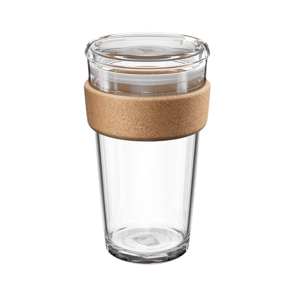 KeepCup Brew Glass Cup With A Cork Band QUICKSIP| S-8oz, M-12oz Or L-16oz