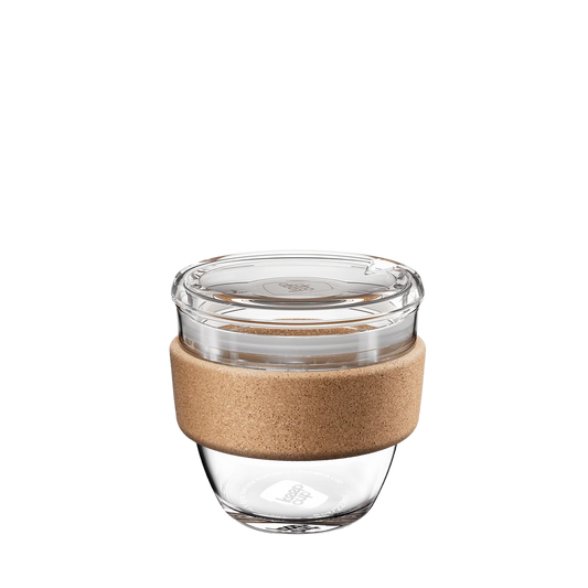 KeepCup Brew Glass Cup With A Cork Band QUICKSIP| S-8oz, M-12oz Or L-16oz