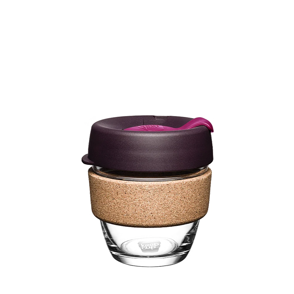 KeepCup Brew Glass Cup With A Cork Band | XS-6oz, S-8oz, M-12oz Or L-16oz, Please Select Your Colour Combination