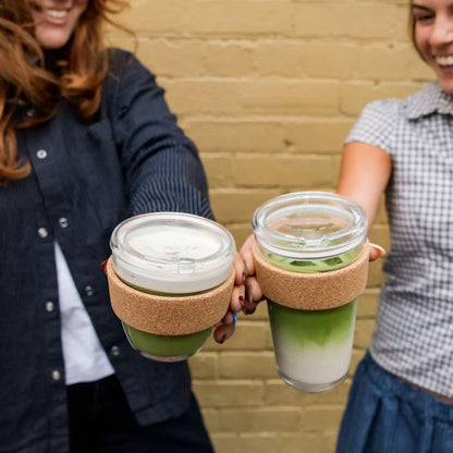 KeepCup Brew Glass Cup With A Cork Band QUICKSIP| S-8oz, M-12oz Or L-16oz