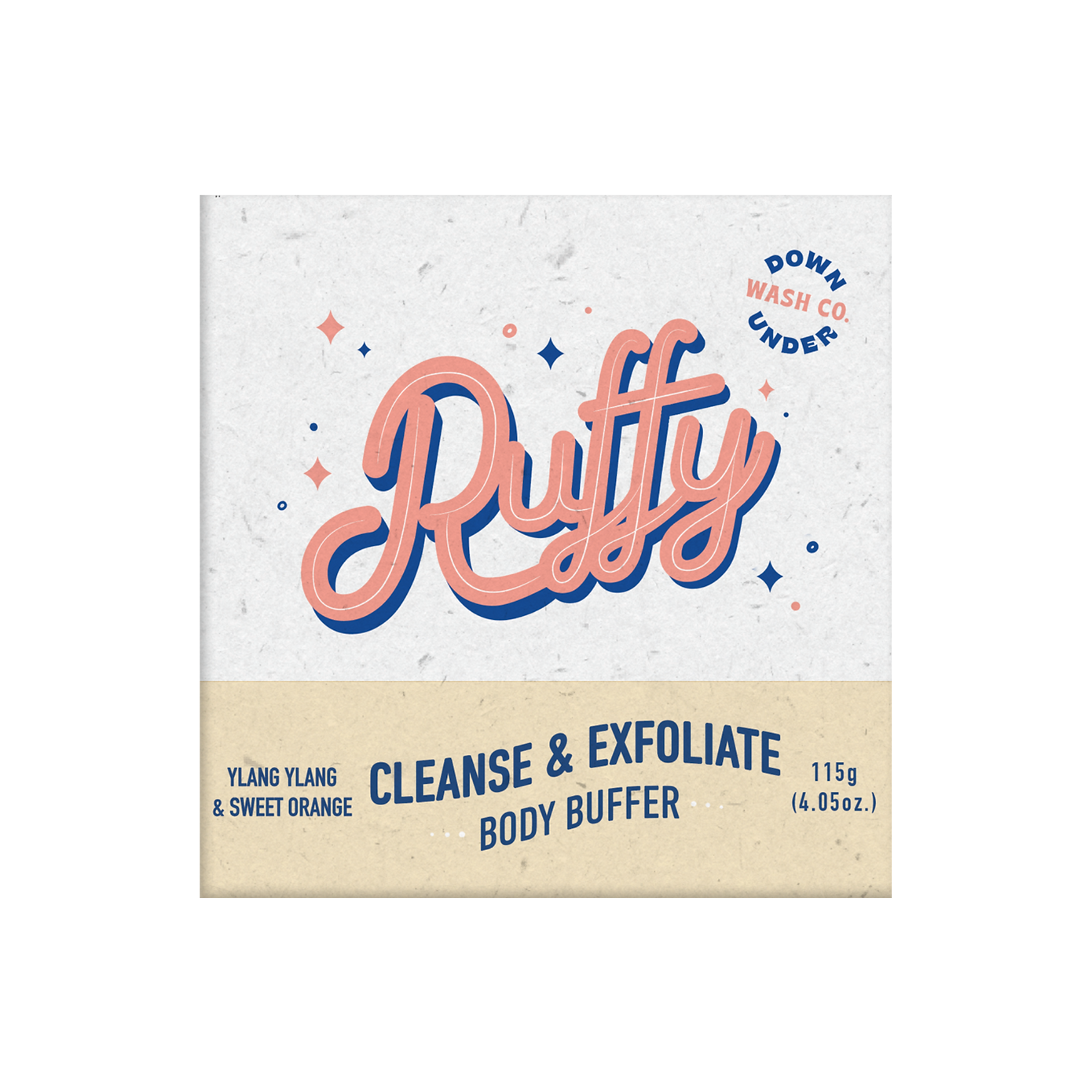 Downunder Wash Co Ruffy Cleanse & Exfoliate (Body Buffer) 115g, Ylang Ylang & Sweet Orange