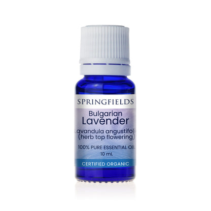 Springfields Aromatherapy Oil; Certified Organic Bulgarian Lavender 10mL Or 20mL, Calming & Relaxing