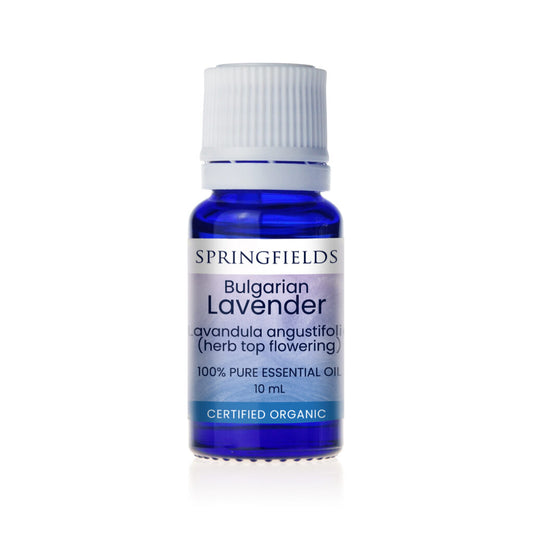 Springfields Aromatherapy Oil; Certified Organic Bulgarian Lavender 10mL Or 20mL, Calming & Relaxing