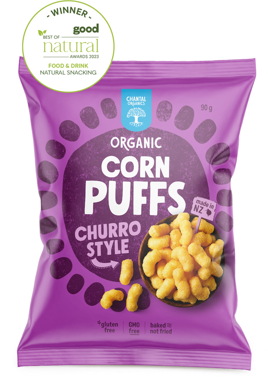 Chantal Organics Corn Puffs 90g, Churro Style Gluten-Free