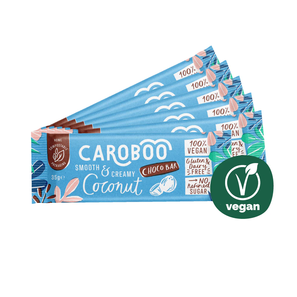 Caroboo Carob Choco Bar 35g Or A Box Of 20, Creamy Coconut Flavour