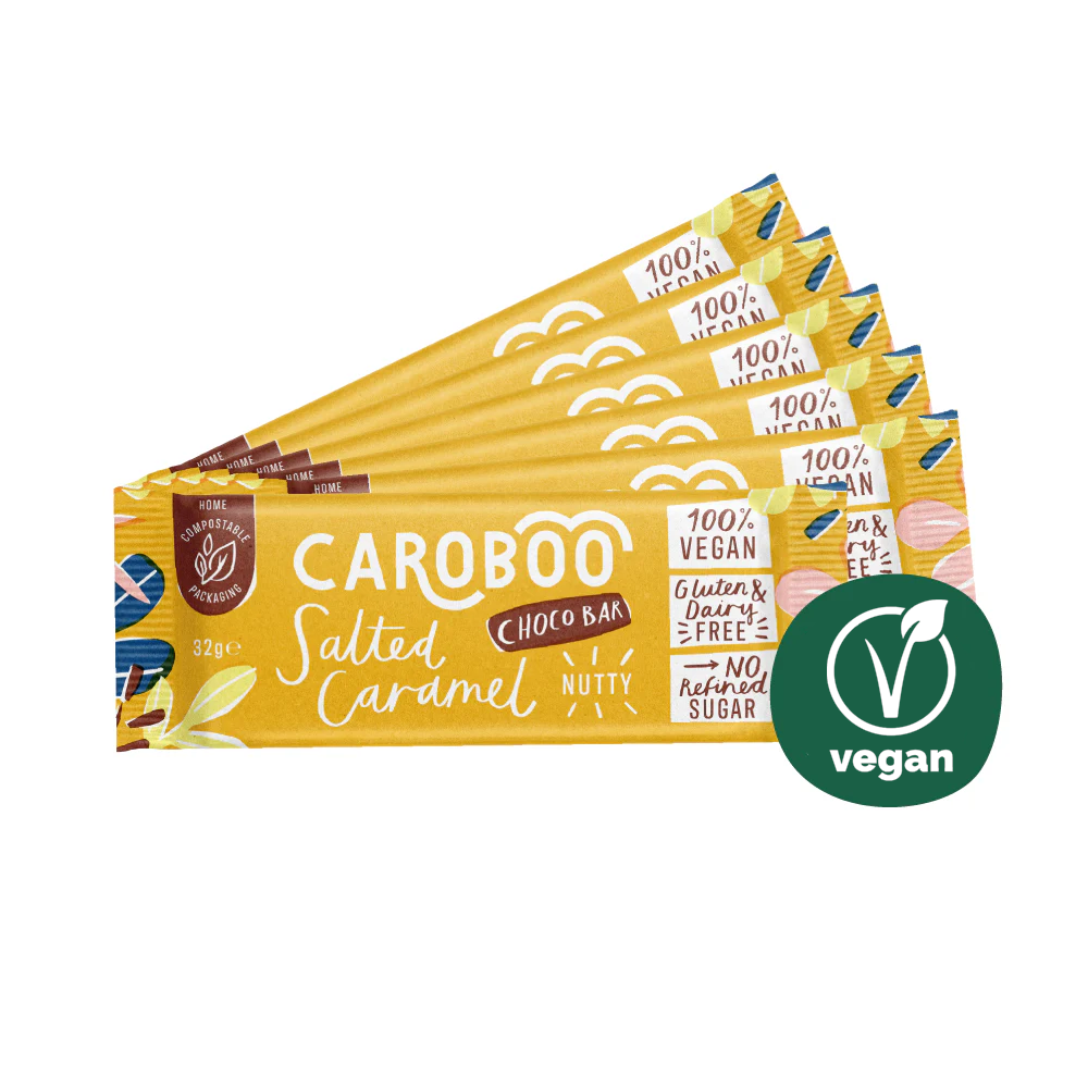 Caroboo Carob Choco Bar 35g Or A Box Of 20, Nutty Salted Caramel Flavour