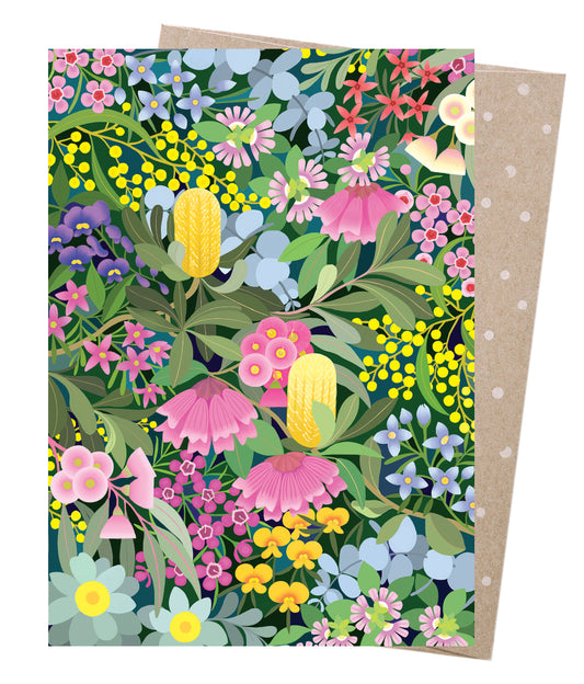 Earth Greetings Where Flowers Bloom Card, Claire Ishino Collection (Includes One Card & One Kraft Envelope)