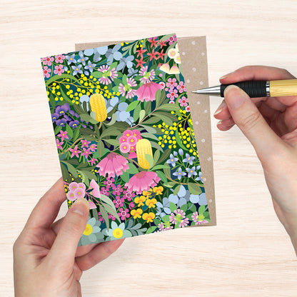 Earth Greetings Where Flowers Bloom Card, Claire Ishino Collection (Includes One Card & One Kraft Envelope)