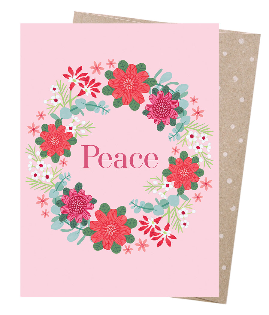 Earth Greetings Waratah Wreath Card, Claire Ishino Collection (Includes One Card & One Kraft Envelope)