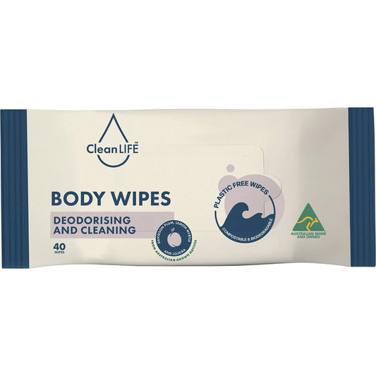 Clean LIFE Body Plastic Free Wipes 40pk, Deodorising & Cleansing