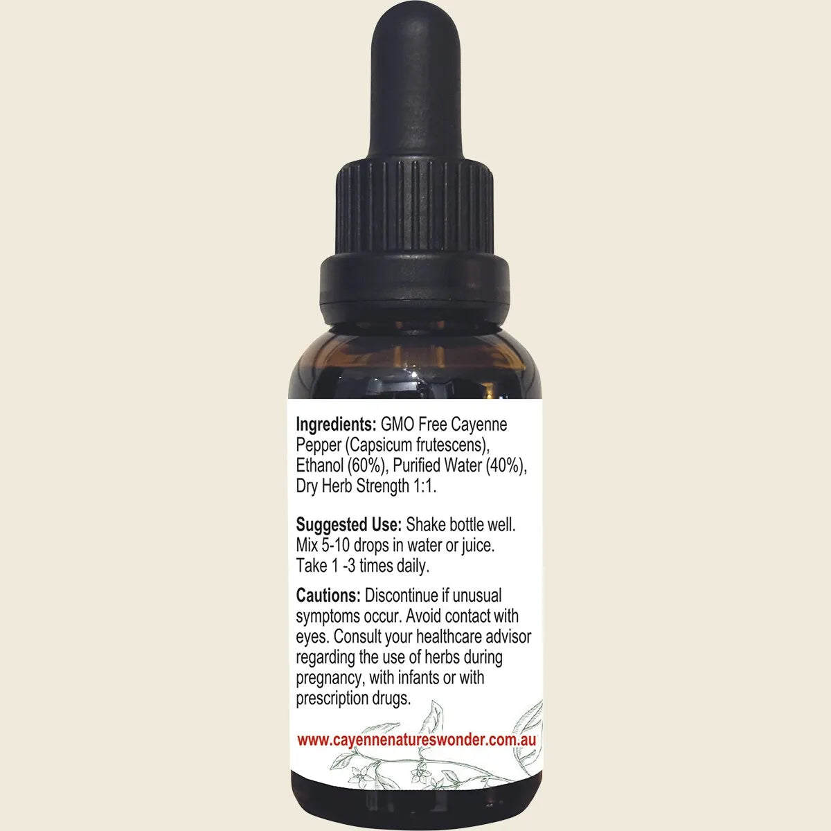 Cayenne Nature’s Wonder Cayenne Pepper Extract With Dropper 30mL, Natural Warming Support