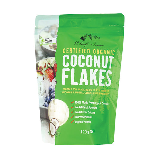Chef's Choice Coconut Flakes 120g, Australian Certified Organic Perfect For Snacking!
