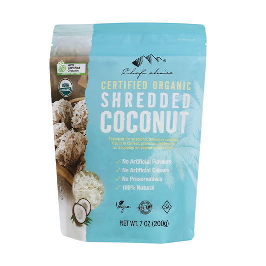 Chef's Choice Shredded Coconut 200g, Australian Certified Organic Excellent For Snacking!