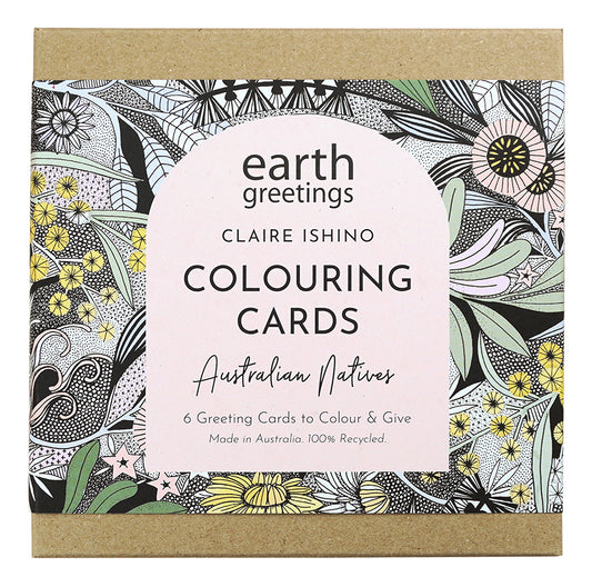 Earth Greetings 6 Greeting Colouring Cards, Australian Natives Design From The Claire Ishino Collection