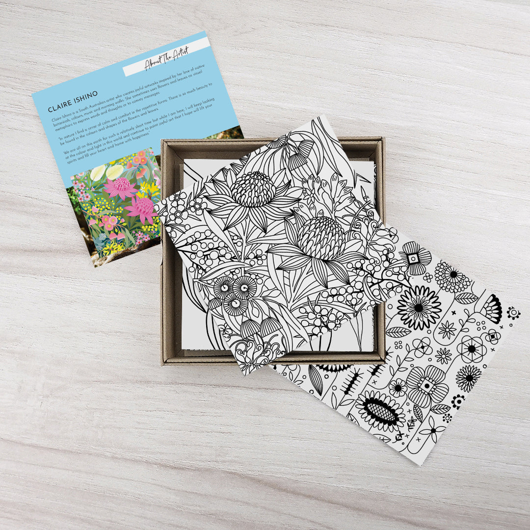 Earth Greetings 6 Greeting Colouring Cards, Dream In Flowers Design From The Claire Ishino Collection