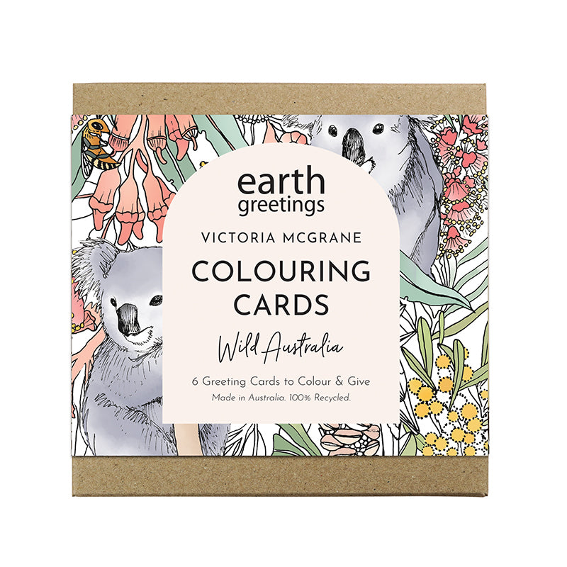 Earth Greetings 6 Greeting Colouring Cards, Wild Australia Design From The Victoria McGrane Collection