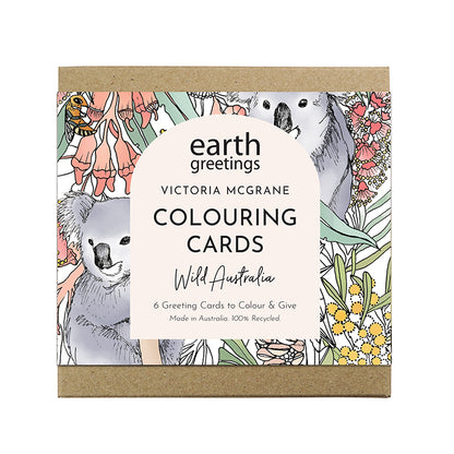 Earth Greetings 6 Greeting Colouring Cards, Wild Australia Design From The Victoria McGrane Collection